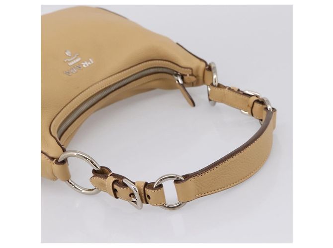 Borsa a tracolla PRADA in pelle beige argento BR3373 Auth am12571V - vista 7