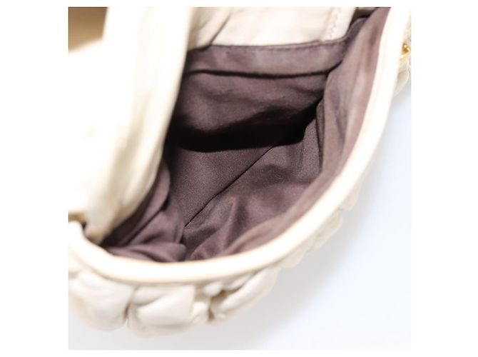 Borsa a mano Miu Miu Matelassé in pelle 2way Ivory Gold Auth 202893A D'oro Crudo - vista 21