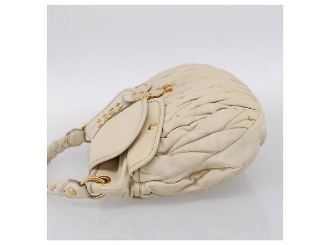 Borsa a mano Miu Miu Matelassé in pelle 2way Ivory Gold Auth 202893A D'oro Crudo - vista 4