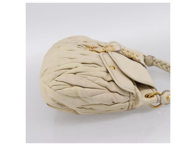 Borsa a mano Miu Miu Matelassé in pelle 2way Ivory Gold Auth 202893A D'oro Crudo - vista 5