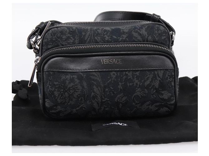 Bolso de hombro VERSACE Canvas Black Silver Auth 200698V Negro Plata - vista 12