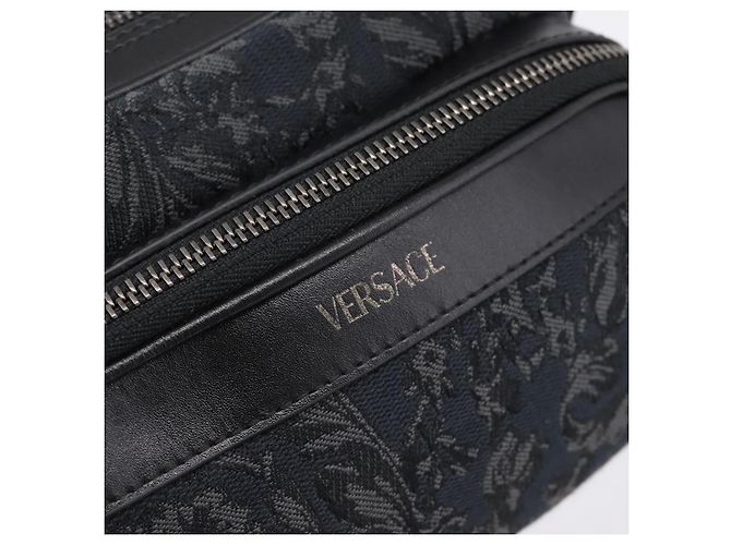 Bolso de hombro VERSACE Canvas Black Silver Auth 200698V Negro Plata - vista 18