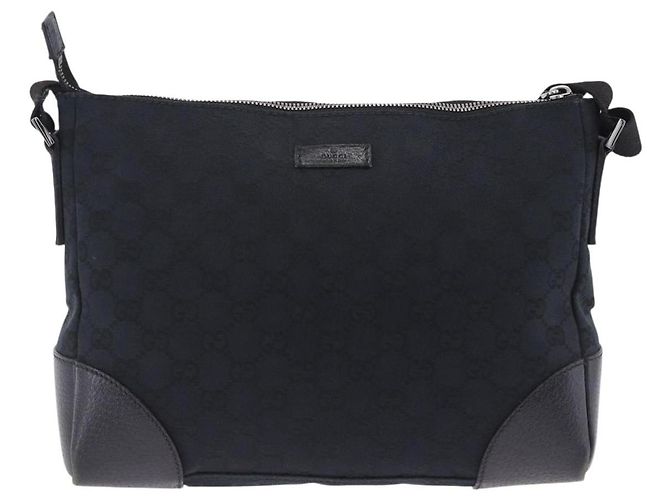 Borsa a tracolla GUCCI GG Canvas Nero Argento 114273 Auth ka6068 - vista 2