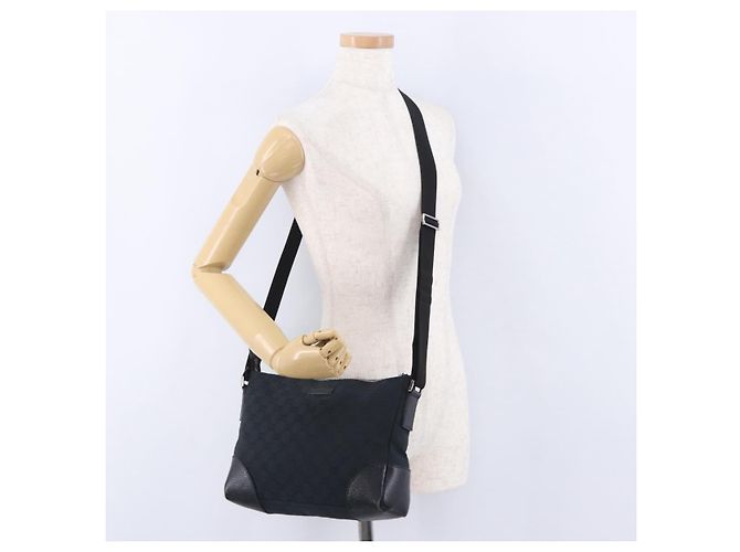 Borsa a tracolla GUCCI GG Canvas Nero Argento 114273 Auth ka6068 - vista 24