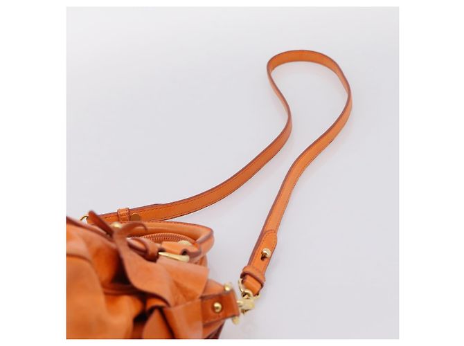 Borsa a mano Miu Miu Vitellolux 2way Orange Gold Auth 197281M D'oro Arancione - vista 11