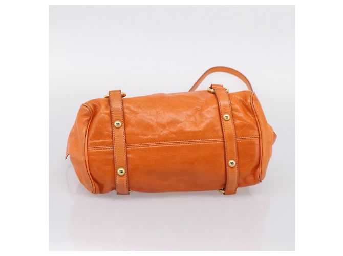 Borsa a mano Miu Miu Vitellolux 2way Orange Gold Auth 197281M D'oro Arancione - vista 12