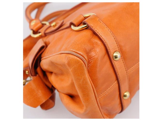 Borsa a mano Miu Miu Vitellolux 2way Orange Gold Auth 197281M D'oro Arancione - vista 16