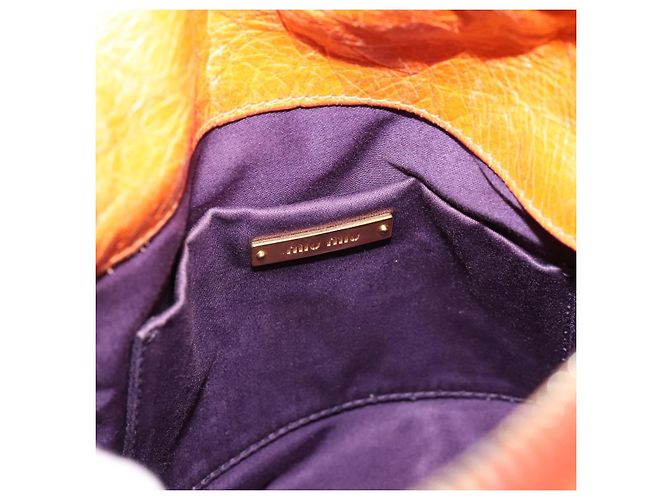 Borsa a mano Miu Miu Vitellolux 2way Orange Gold Auth 197281M D'oro Arancione - vista 18