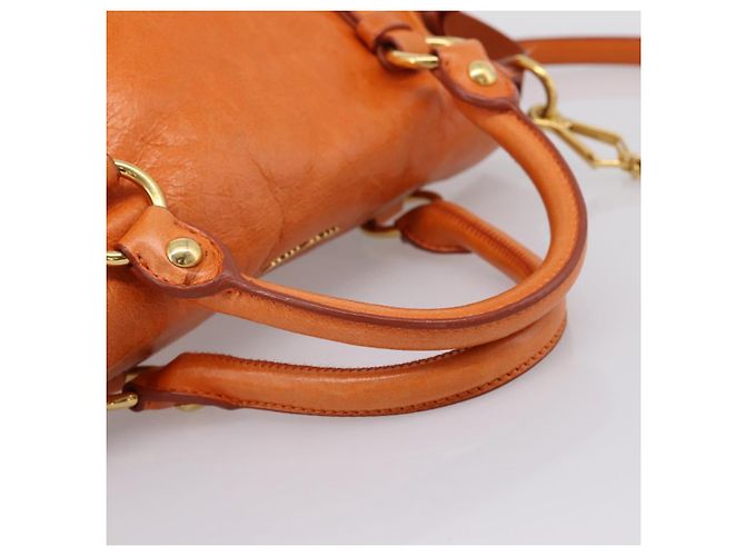 Borsa a mano Miu Miu Vitellolux 2way Orange Gold Auth 197281M D'oro Arancione - vista 8