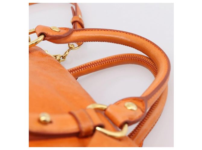 Borsa a mano Miu Miu Vitellolux 2way Orange Gold Auth 197281M D'oro Arancione - vista 9