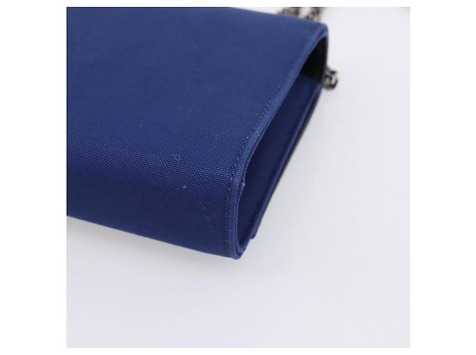 Autre Marque Borsa a tracolla con catena SAINT LAURENT Cassandra Canvas Blue Silver Auth 203616M Argento - vista 12