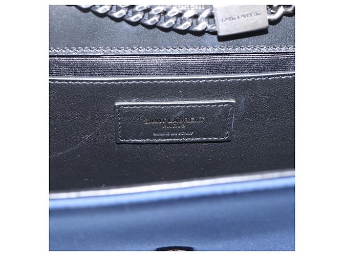 Autre Marque Borsa a tracolla con catena SAINT LAURENT Cassandra Canvas Blue Silver Auth 203616M Argento - vista 16