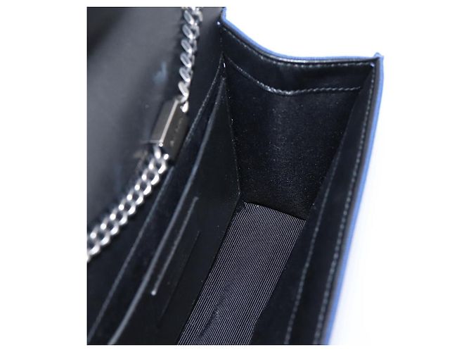Autre Marque Borsa a tracolla con catena SAINT LAURENT Cassandra Canvas Blue Silver Auth 203616M Argento - vista 18