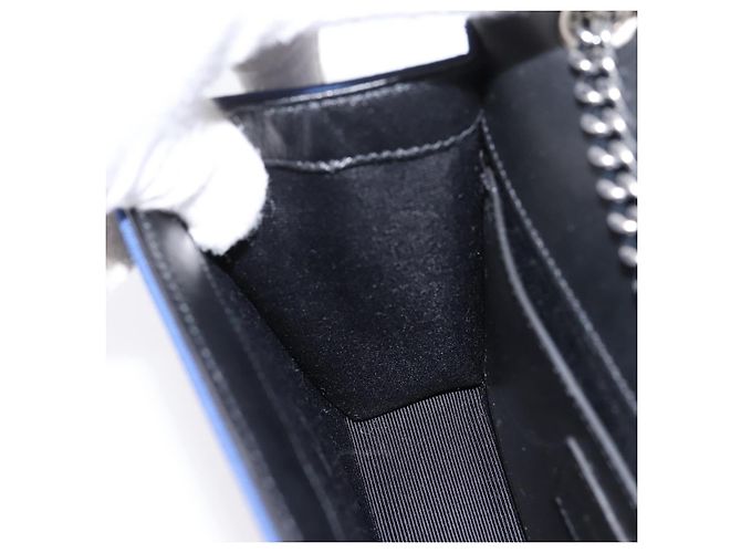 Autre Marque Borsa a tracolla con catena SAINT LAURENT Cassandra Canvas Blue Silver Auth 203616M Argento - vista 19