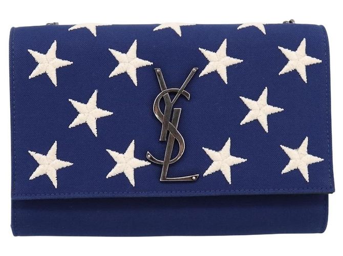 Autre Marque Borsa a tracolla con catena SAINT LAURENT Cassandra Canvas Blue Silver Auth 203616M Argento - vista 2