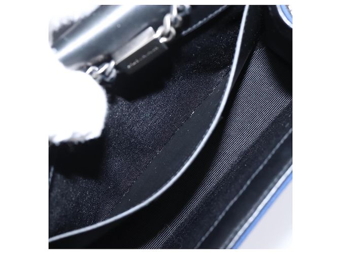 Autre Marque Borsa a tracolla con catena SAINT LAURENT Cassandra Canvas Blue Silver Auth 203616M Argento - vista 20