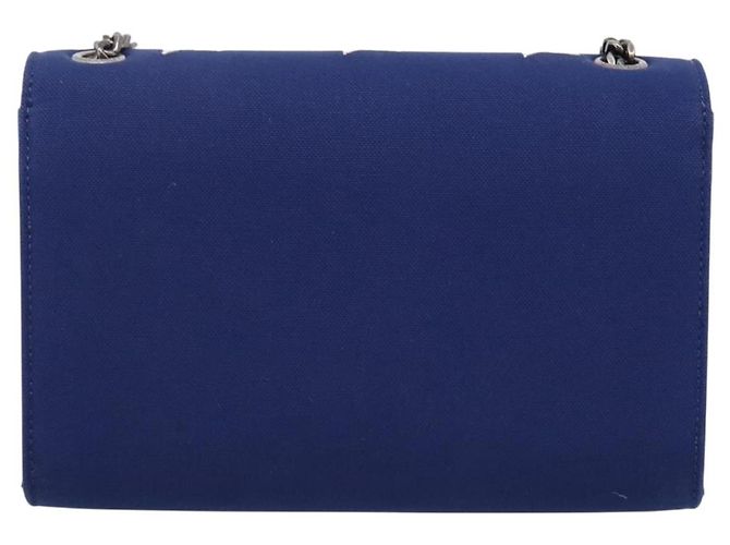 Autre Marque Borsa a tracolla con catena SAINT LAURENT Cassandra Canvas Blue Silver Auth 203616M Argento - vista 3
