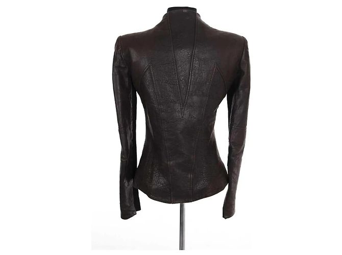 Giacca in pelle marrone Helmut Lang - vista 4