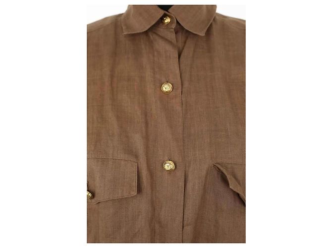 Camisa Chanel de lino marrón M Castaño - vista 2