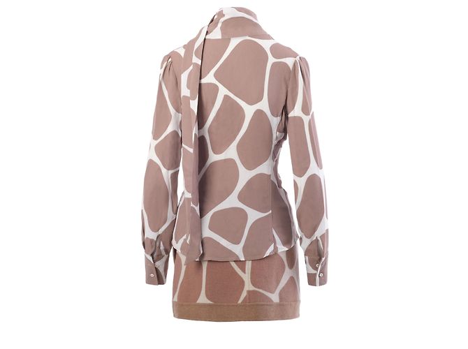 Blusa de seda con estampado de jirafa Red Valentino con bufanda Blanco - vista 3