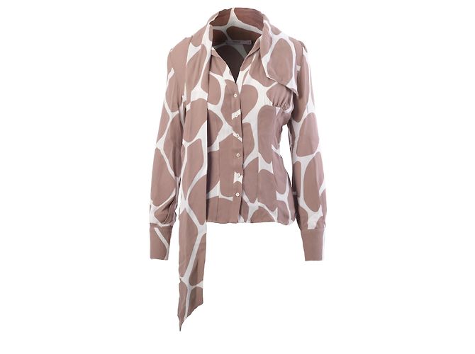 Blusa de seda con estampado de jirafa Red Valentino con bufanda Blanco - vista 4