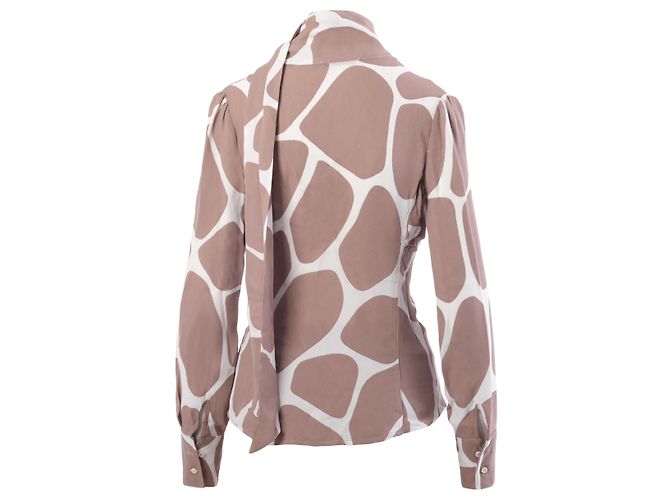 Blusa de seda con estampado de jirafa Red Valentino con bufanda Blanco - vista 6