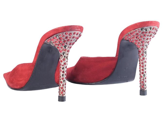 Autre Marque Mules a punta con tacco in camoscio rosso e cristalli Les Tropéziennes - vista 3