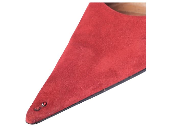 Autre Marque Mules a punta con tacco in camoscio rosso e cristalli Les Tropéziennes - vista 5