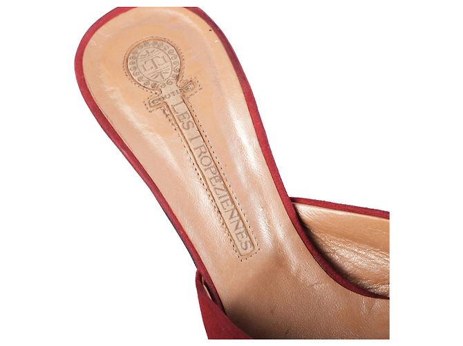 Autre Marque Mules a punta con tacco in camoscio rosso e cristalli Les Tropéziennes - vista 6