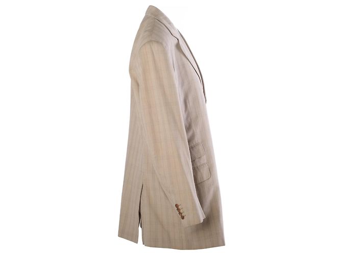 Blazer Hermès Vintage in cotone a quadri beige - vista 4