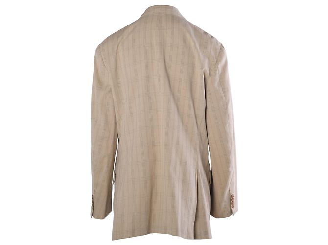 Blazer Hermès Vintage in cotone a quadri beige - vista 5