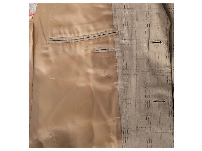 Blazer Hermès Vintage in cotone a quadri beige - vista 7