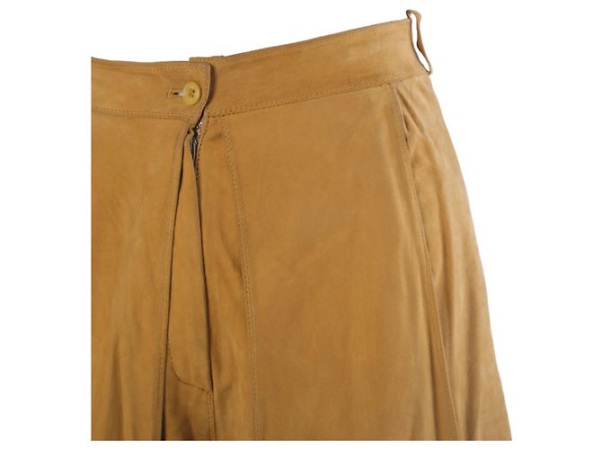 Gianfranco Ferré Bermuda in camoscio ocra vintage Gianni Versace Marrone - vista 4