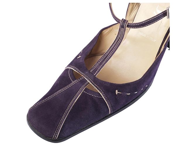 Décolleté T-Strap Prada in camoscio viola – '00s Porpora - vista 4
