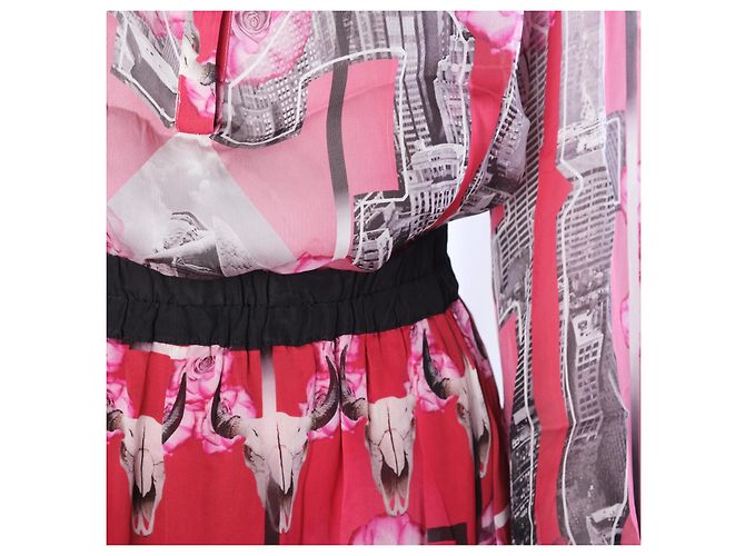 Autre Marque Set Camicia in Seta Stampata e Gonna Maxi John Richmond Rosa Multicolore - vista 4