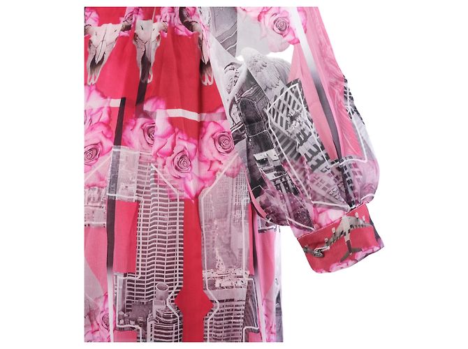 Autre Marque Set Camicia in Seta Stampata e Gonna Maxi John Richmond Rosa Multicolore - vista 5
