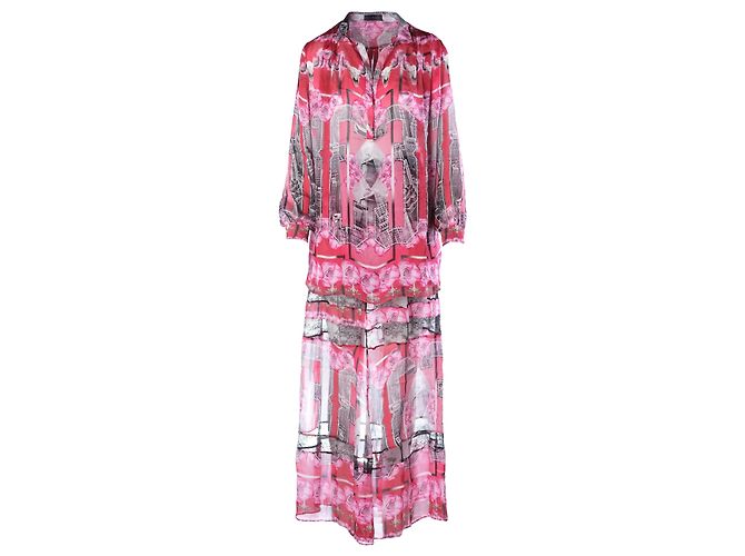 Autre Marque Set Camicia in Seta Stampata e Gonna Maxi John Richmond Rosa Multicolore - vista 6