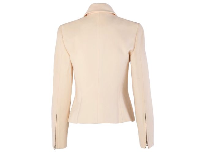 Autre Marque John Bartlett Ivory Virgin Wool Zip Jacket Cream - view 3