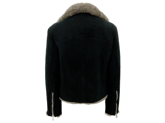 Acne Schwarze Shearling Bikerjacke - Ansicht 3