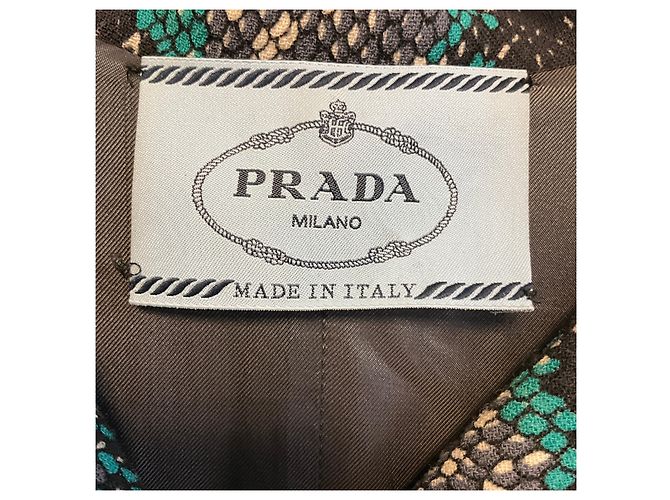Vestido midi sin mangas de crepé de lana con estampado de serpiente Prada Teal / Ivory / Black Multicolor - vista 4