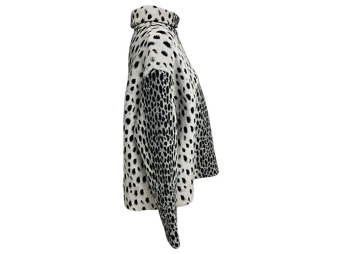 Alaïa Alaia Chenille-Strickpullover mit Animal-Print Grau / Schwarz - Ansicht 2