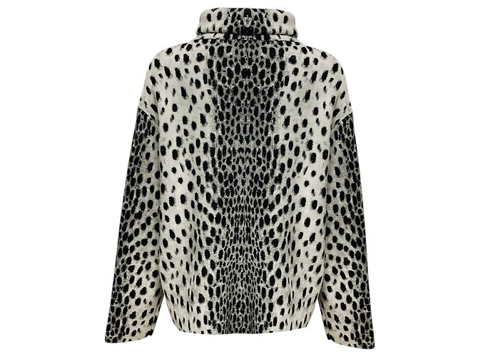 Alaïa Alaia Chenille-Strickpullover mit Animal-Print Grau / Schwarz - Ansicht 3