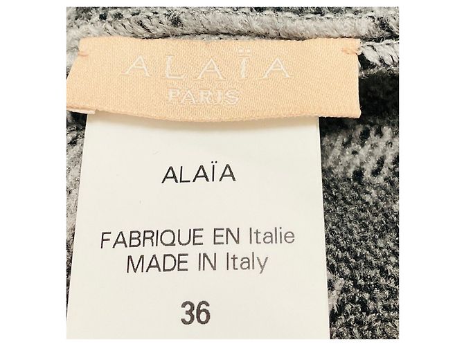 Alaïa Alaia Chenille-Strickpullover mit Animal-Print Grau / Schwarz - Ansicht 4