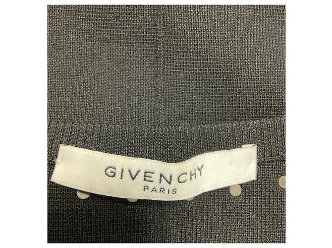 Givenchy V-Ausschnitt Wollstrickpullover langärmlig in Schwarz / Silber mit Perlenverzierung - Ansicht 4