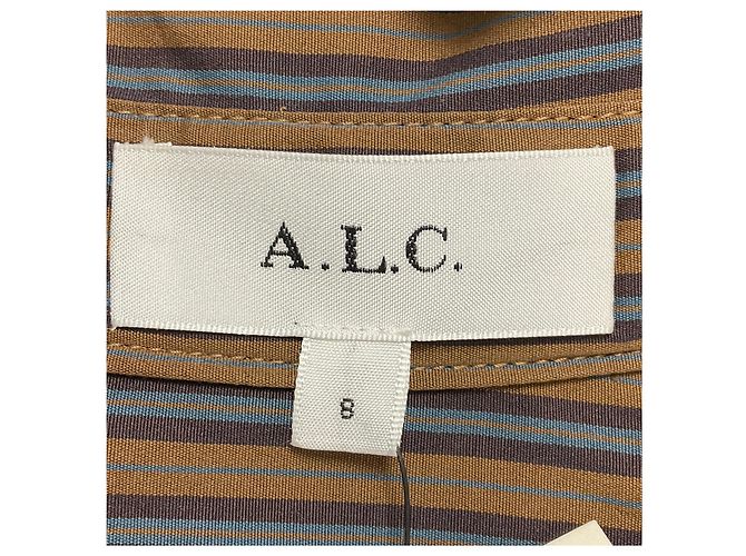 Abito camicia midi a maniche lunghe a righe Mila marrone multicolore A.L.C. - vista 4