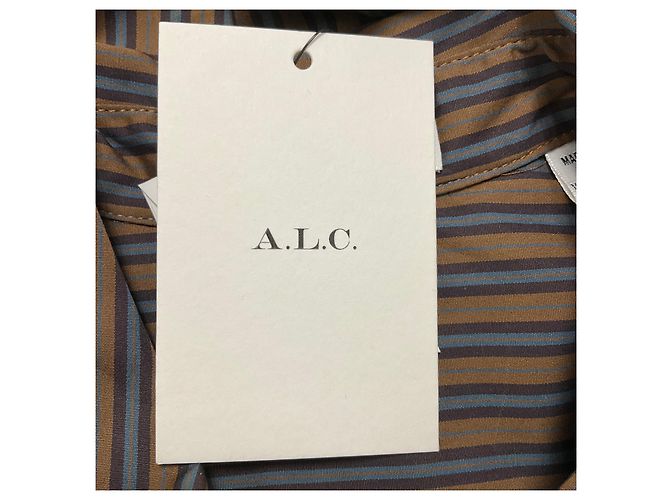 Abito camicia midi a maniche lunghe a righe Mila marrone multicolore A.L.C. - vista 5