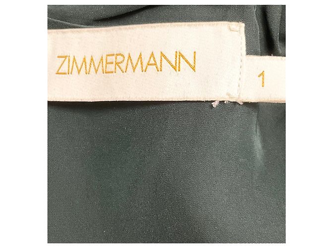 Mini abito Zimmermann verde scuro in crepe con cutout, keyhole e maniche lunghe - vista 4