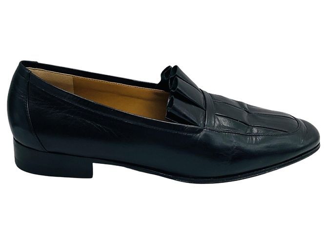 The Row Black Adam Pleated Leather Loafers / Flats Nero - vista 2