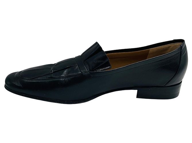 The Row Black Adam Pleated Leather Loafers / Flats Nero - vista 3