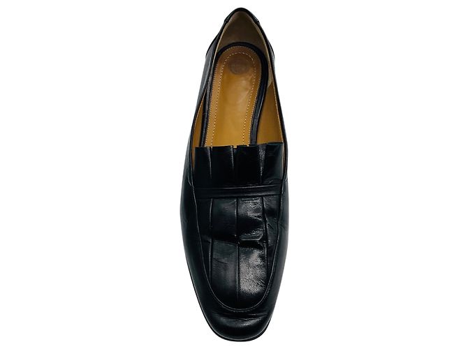 The Row Black Adam Pleated Leather Loafers / Flats Nero - vista 4
